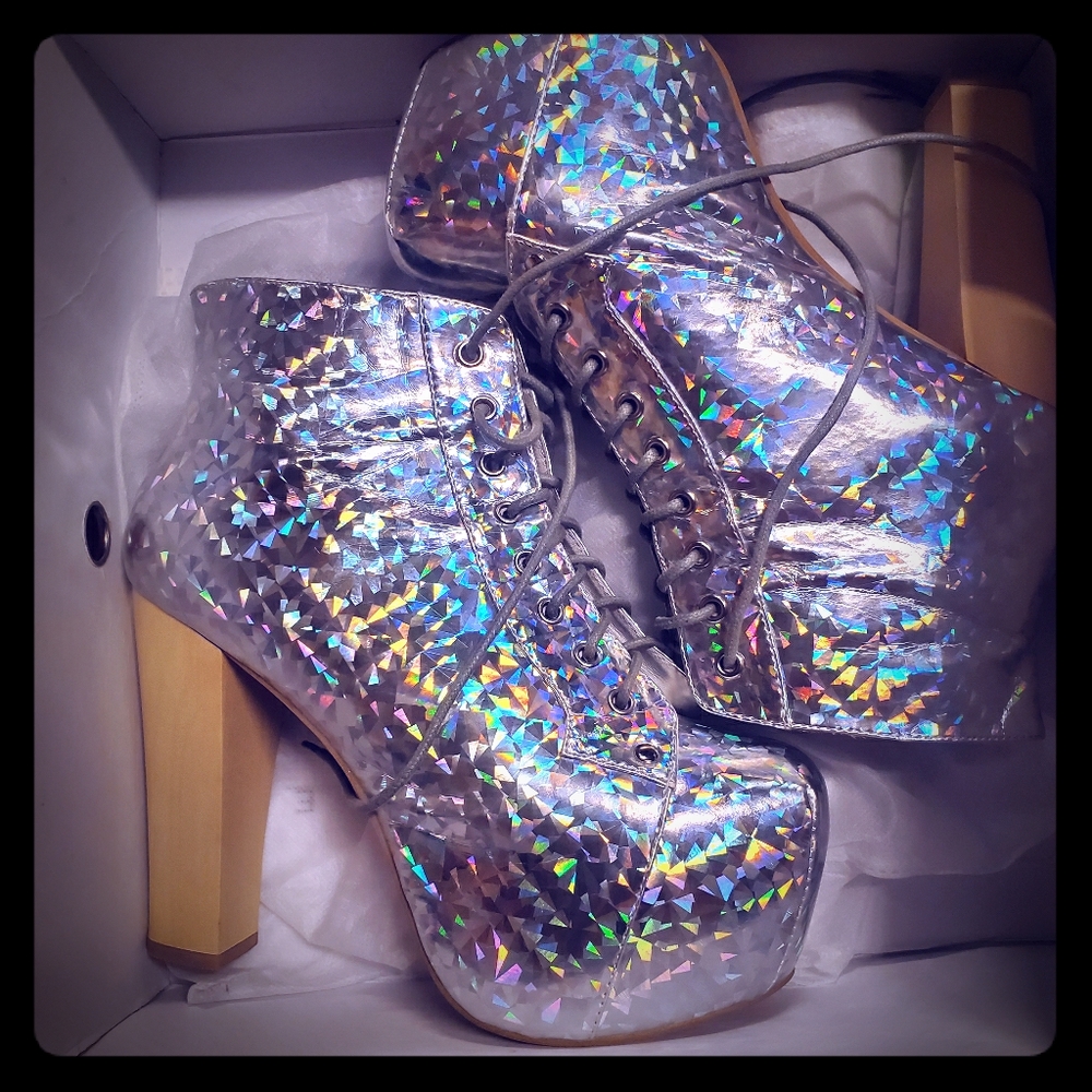 Jeffrey Campbell Lita silver hologram
